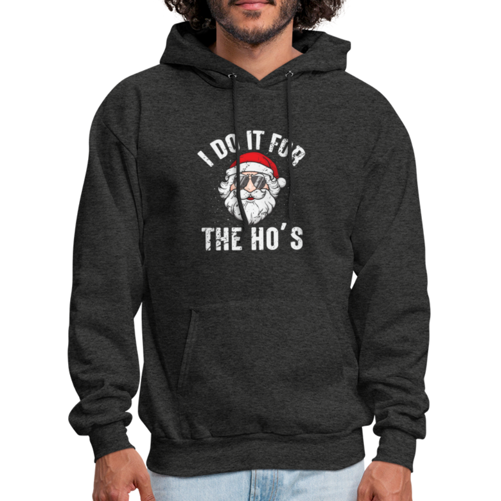 I Do It for the Ho's (Christmas) Funny Santa Hoodie - charcoal grey