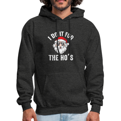 I Do It for the Ho's (Christmas) Funny Santa Hoodie - charcoal grey