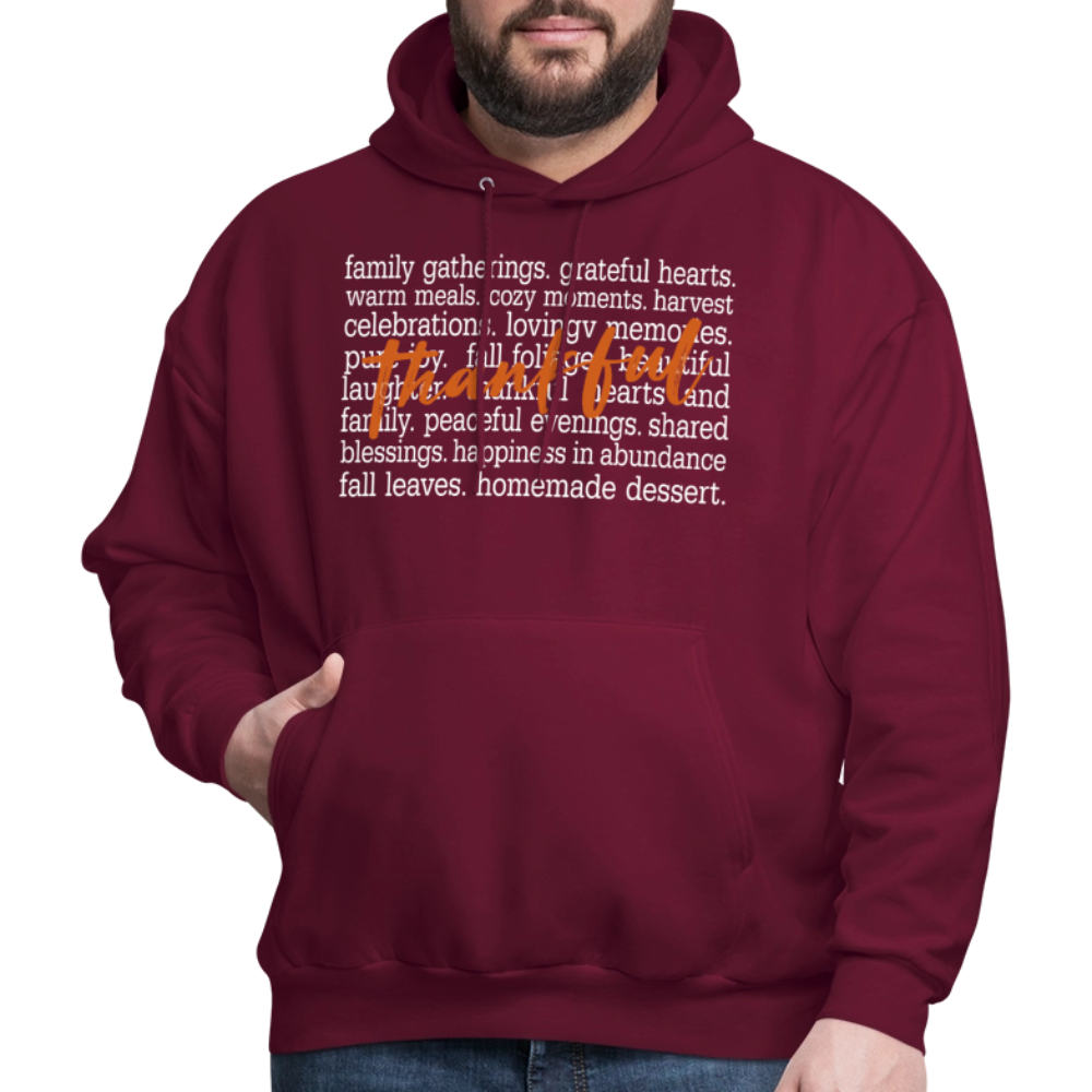 Thankful Word Art (Thanksgiving) Hoodie - burgundy