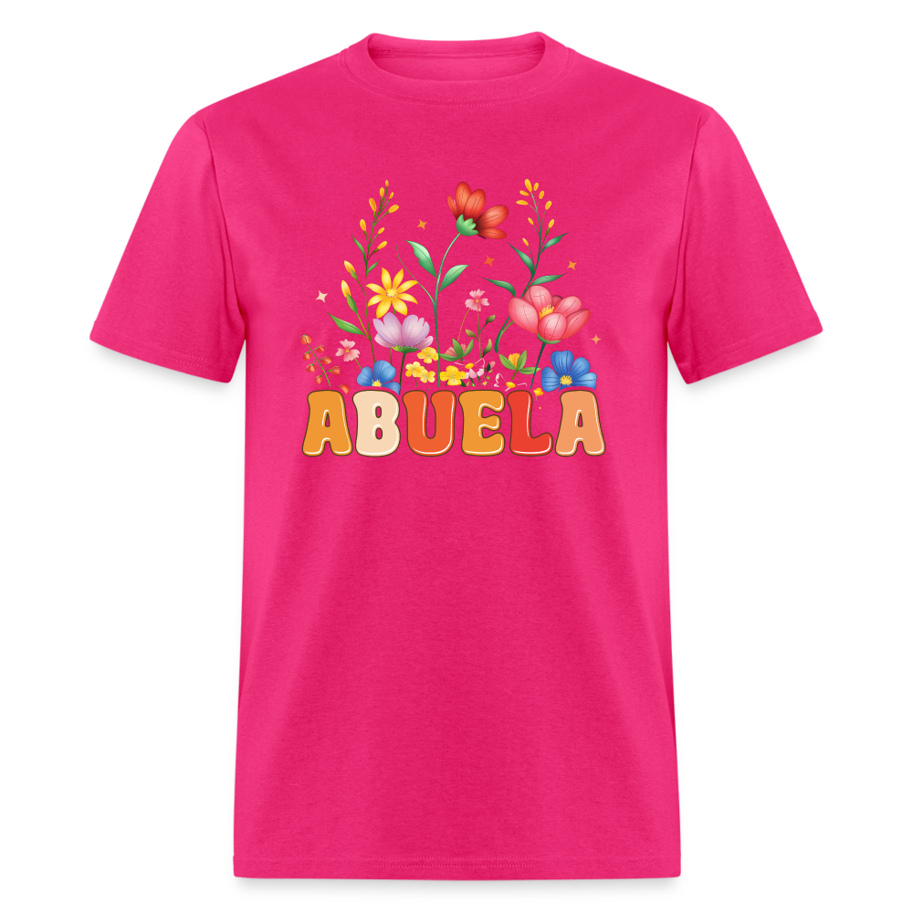 Abuela T-Shirt with Floral Design - fuchsia