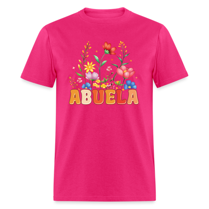 Abuela T-Shirt with Floral Design - fuchsia