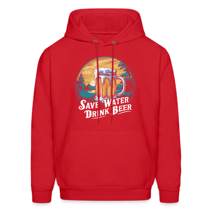 Save Water Drink Beer (Funny Drinking) Hoodie - red