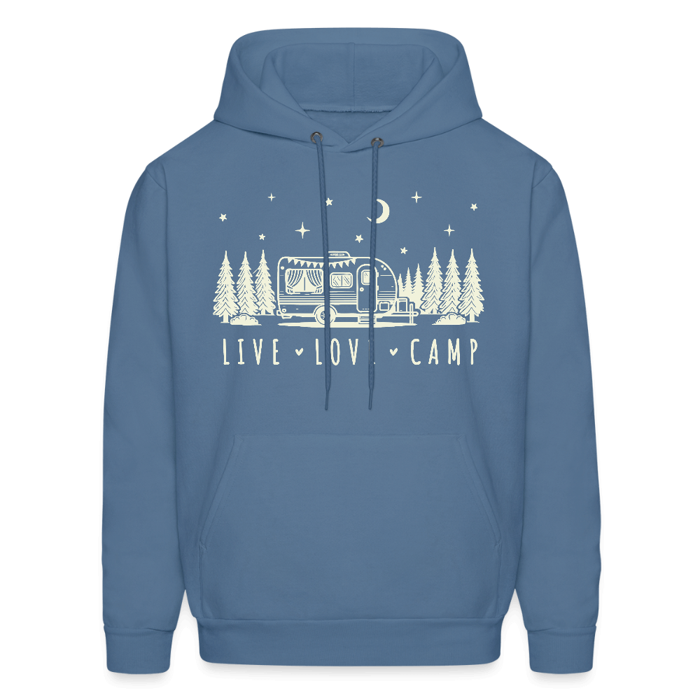 Live Love Camp Hoodie – Camper Under the Stars - denim blue