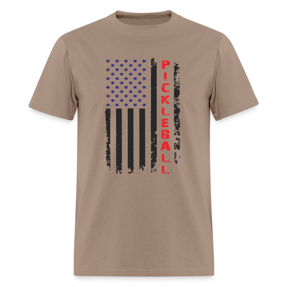 Pickleball Flag T-Shirt – American Pride with a Pickleball Twist - brown savana