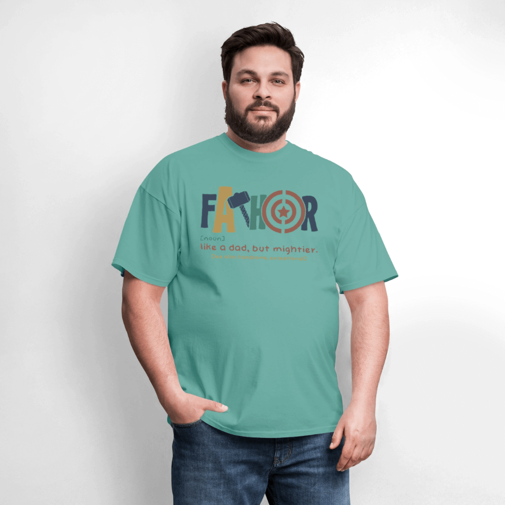 FaThor T-Shirt – Funny Superhero Dad Shirt - aquatic