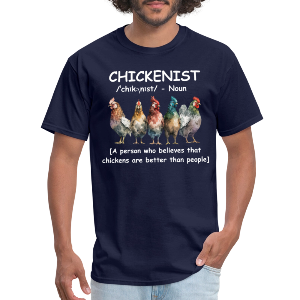 Chickenist T-Shirt (Chickens are better than people) - navy