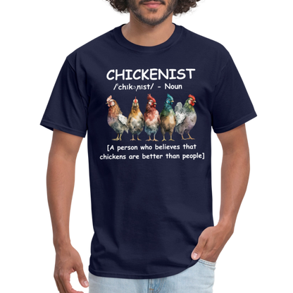 Chickenist T-Shirt (Chickens are better than people) - navy