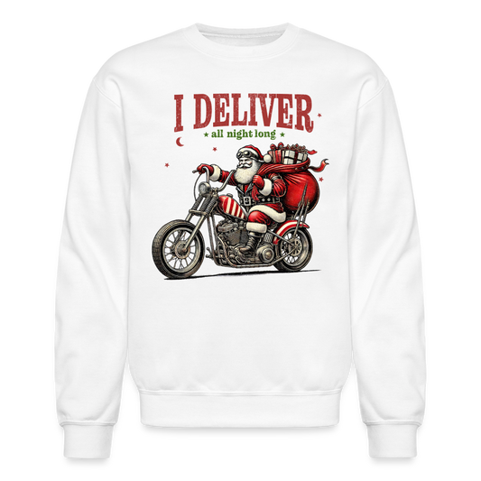 Biker Santa - I Deliver All Night Long (Naughty Christmas) Sweatshirt - white