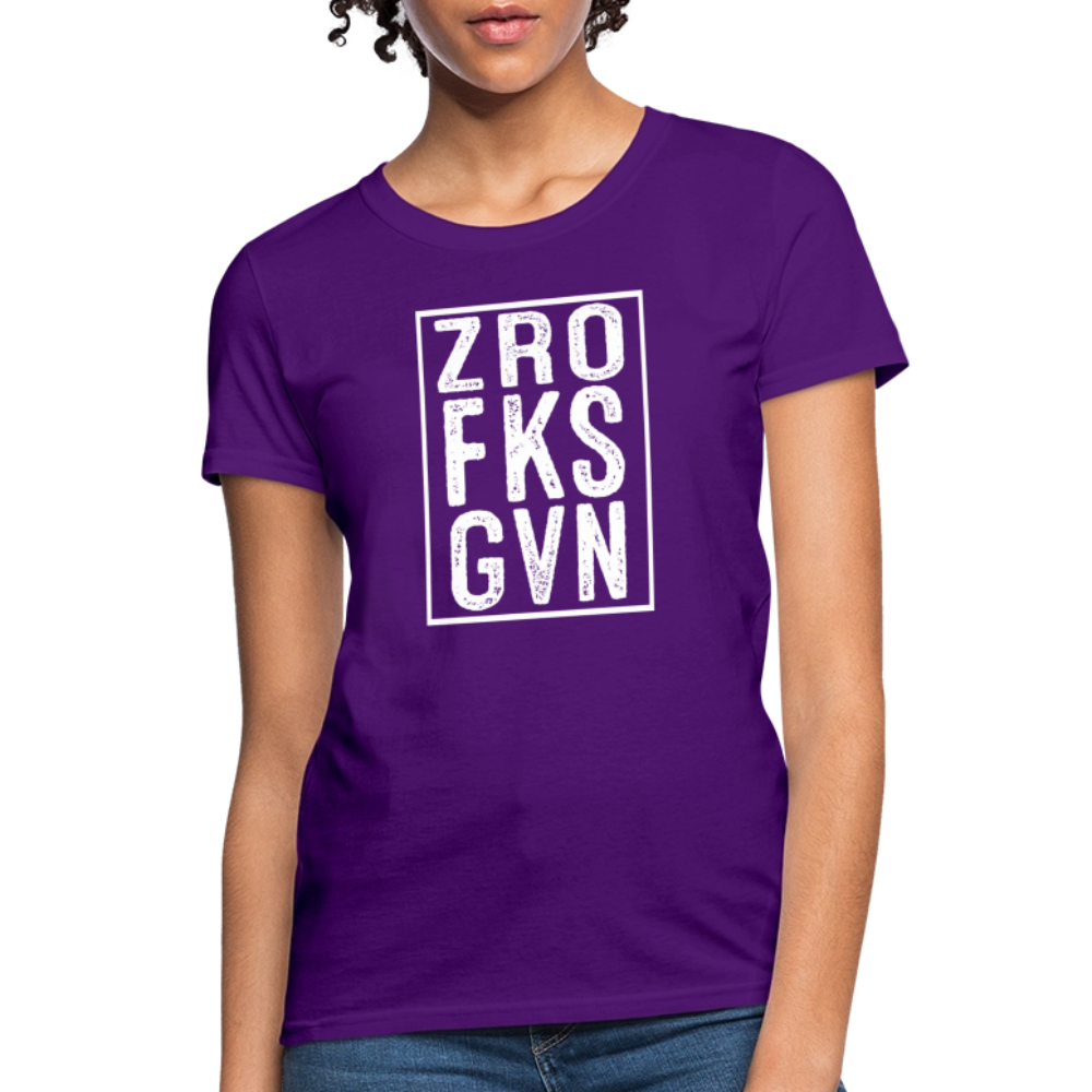 ZRO FKS GVN (Zero Fucks Given) Women's Contoured T-Shirt - purple