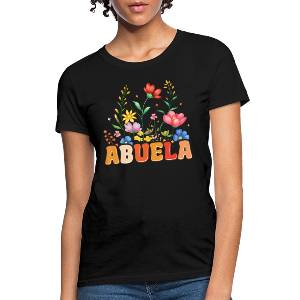 Abuela Women's T-Shirt with Floral Design - black