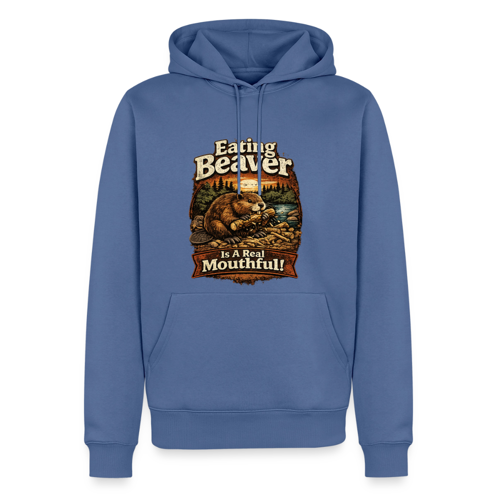 Eating Beaver is a Real Mouthful Funny Adult Hoodie - stone blue 