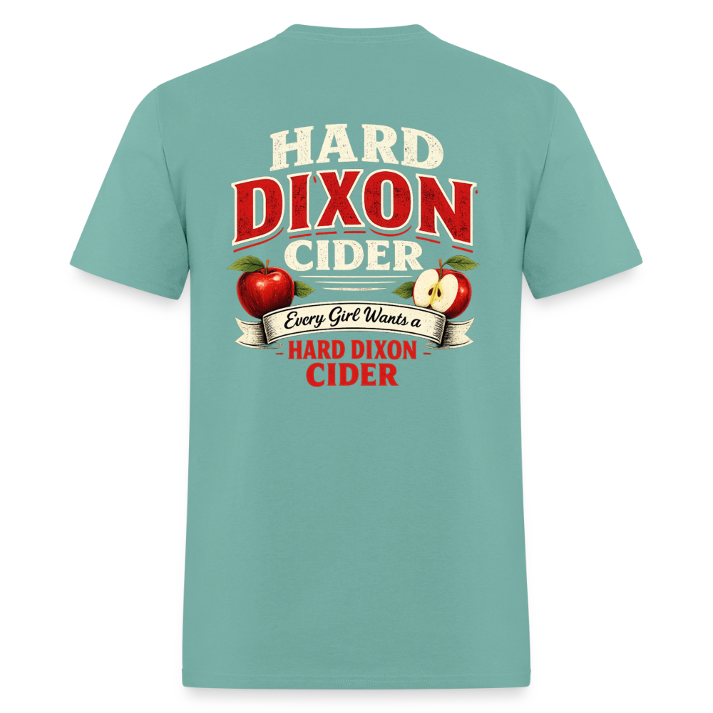 Hard Dixon Cider Funny Graphic T-Shirt (Front & Back Print) Color: Navy