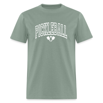 Pickleball T-Shirt (White Arch Letters) - sage