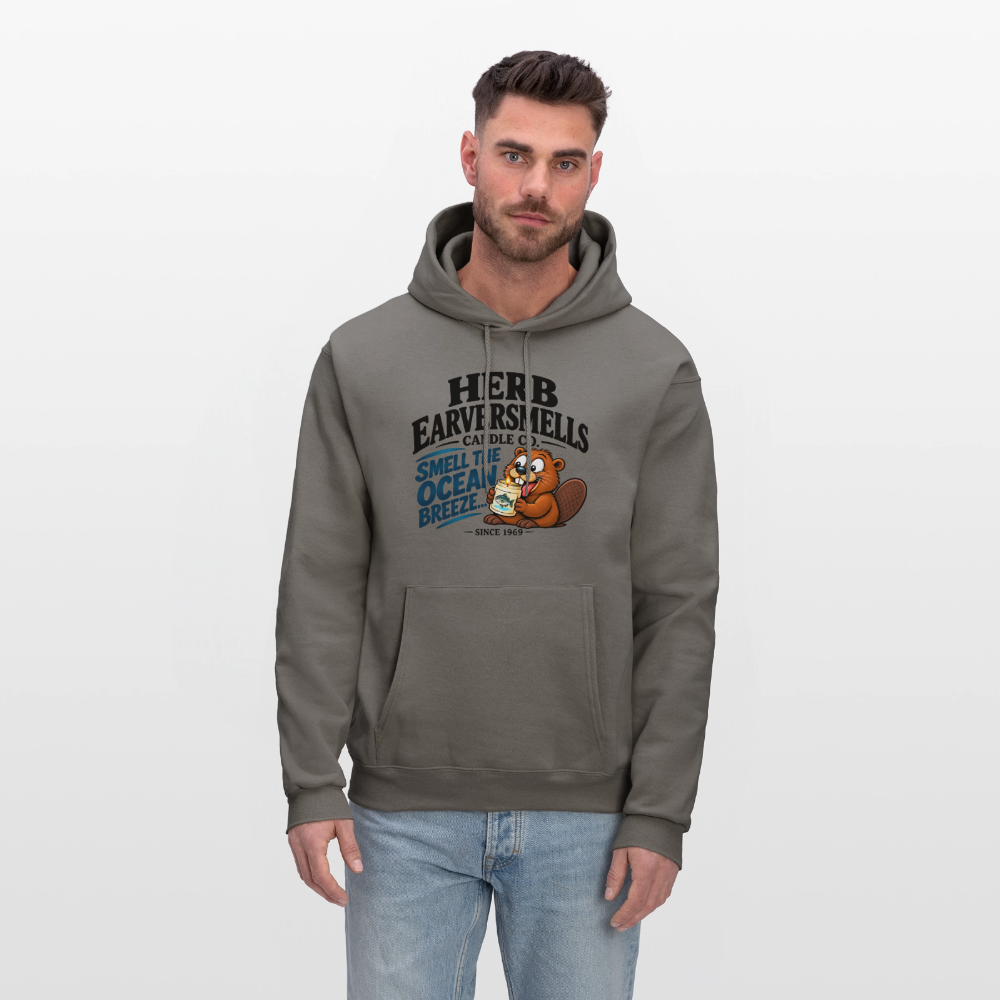 Herb Earversmells Candle Co. – Funny Adult Humor Hoodie - asphalt gray