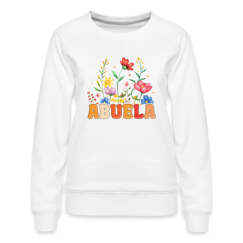 Abuela Women’s Premium Sweatshirt with Floral Design - white