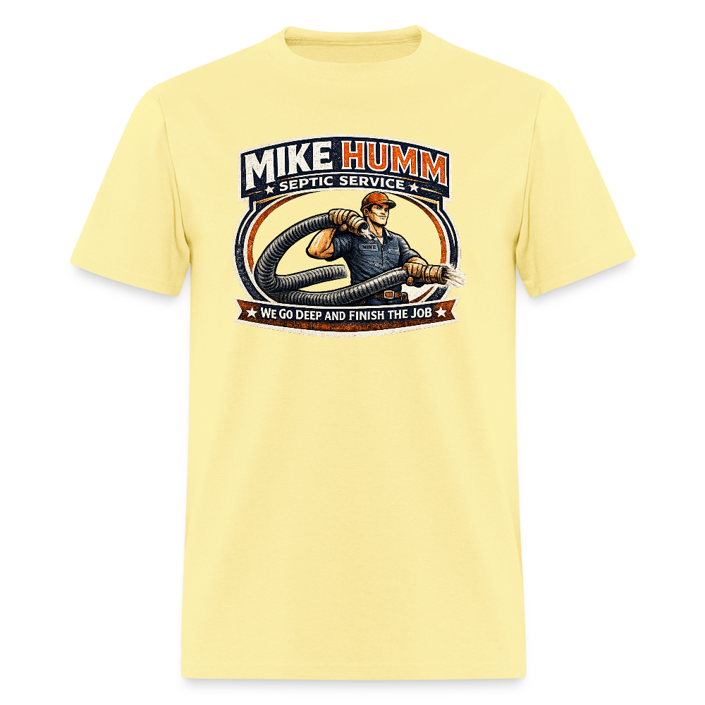 Mike Humm Septic Service T-Shirt Funny Adult Humor Tee Color: cornsilk