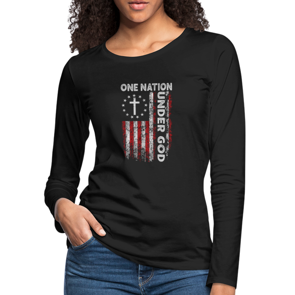 One Nation Under God Women's Premium Long Sleeve T-Shirt - black