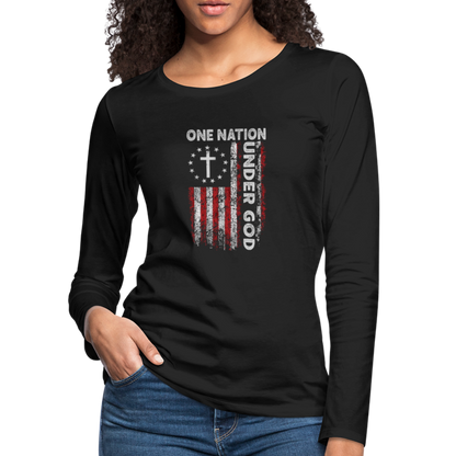 One Nation Under God Women's Premium Long Sleeve T-Shirt - black