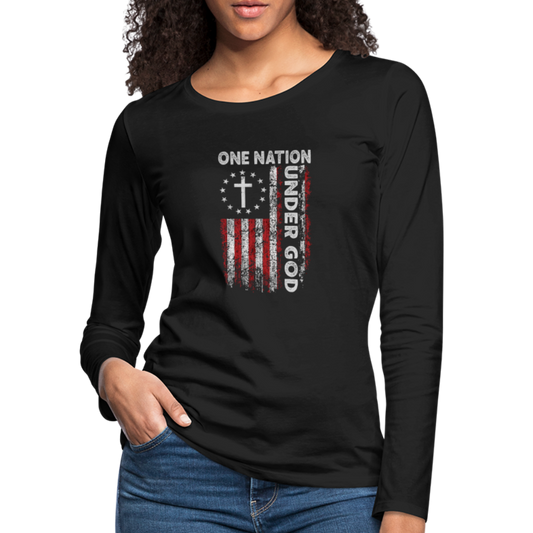 One Nation Under God Women's Premium Long Sleeve T-Shirt - black