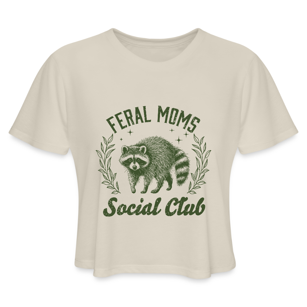 Feral Mom's Social Club Women's Cropped Top T-Shirt - dust