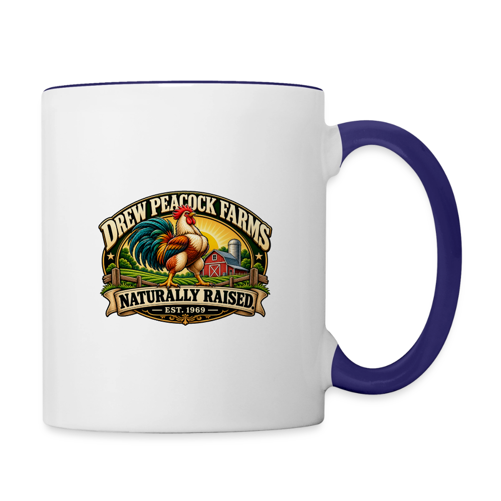 Drew Peacock Farms Mug - white/cobalt blue