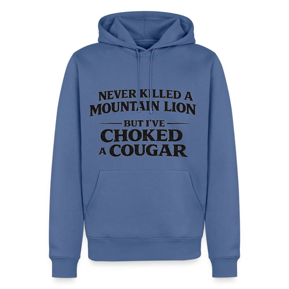 Choked a Cougar Funny Adult Humor Hoodie - stone blue 