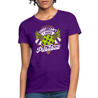 Sorry I can't I Have Pickleball Women's Contoured T-Shirt - purple