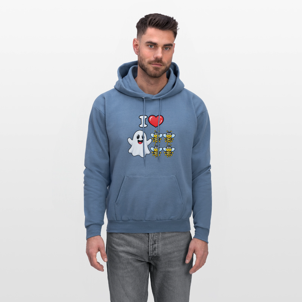 I Heart Boo Bees Hoodie – Funny Halloween Adult Humor - denim blue