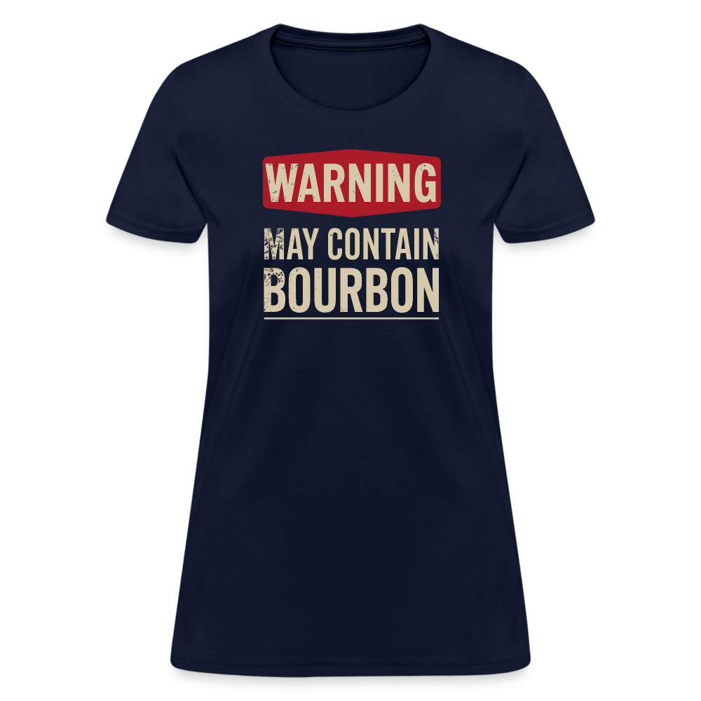 Warning May Contain Bourbon Women's Contoured T-Shirt - navy