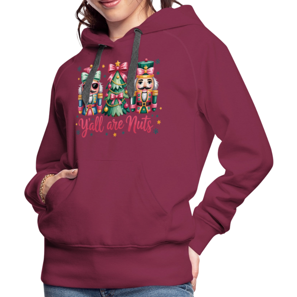 Y'all Are Nuts Women's Premium Hoodie (Nutcracker Christmas) Color: navy