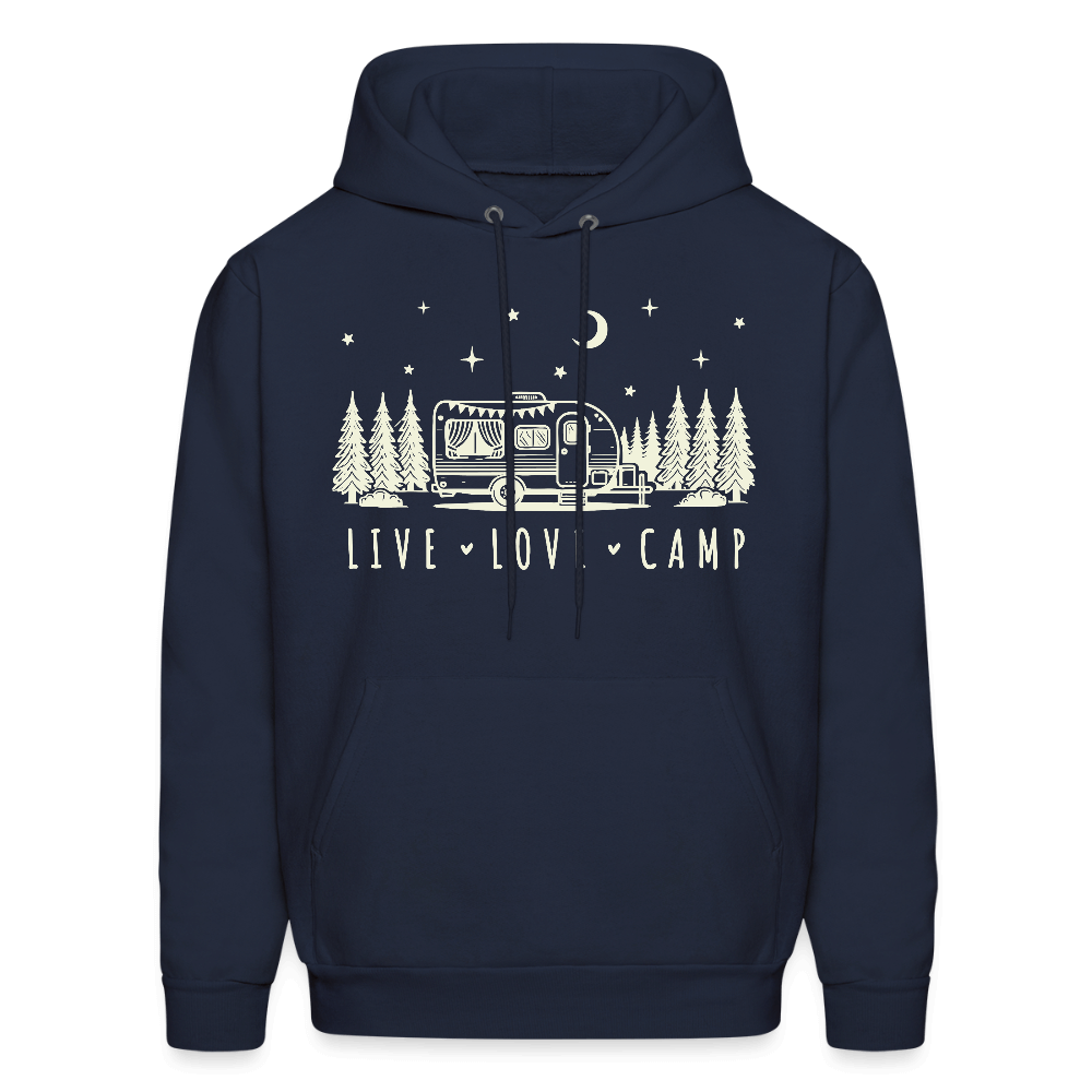 Live Love Camp Hoodie – Camper Under the Stars - navy