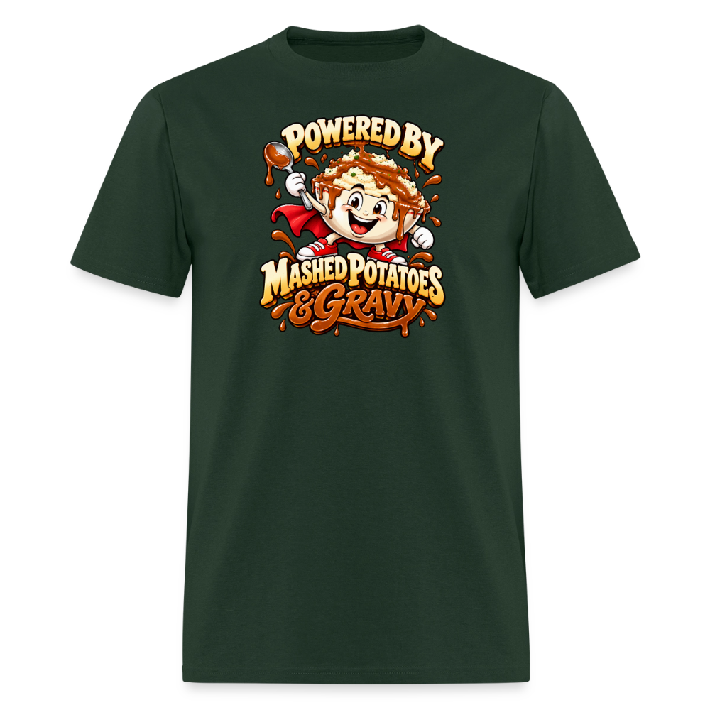 Powered by Mashed Potatoes & Gravy – Superhero T-Shirt - forest green