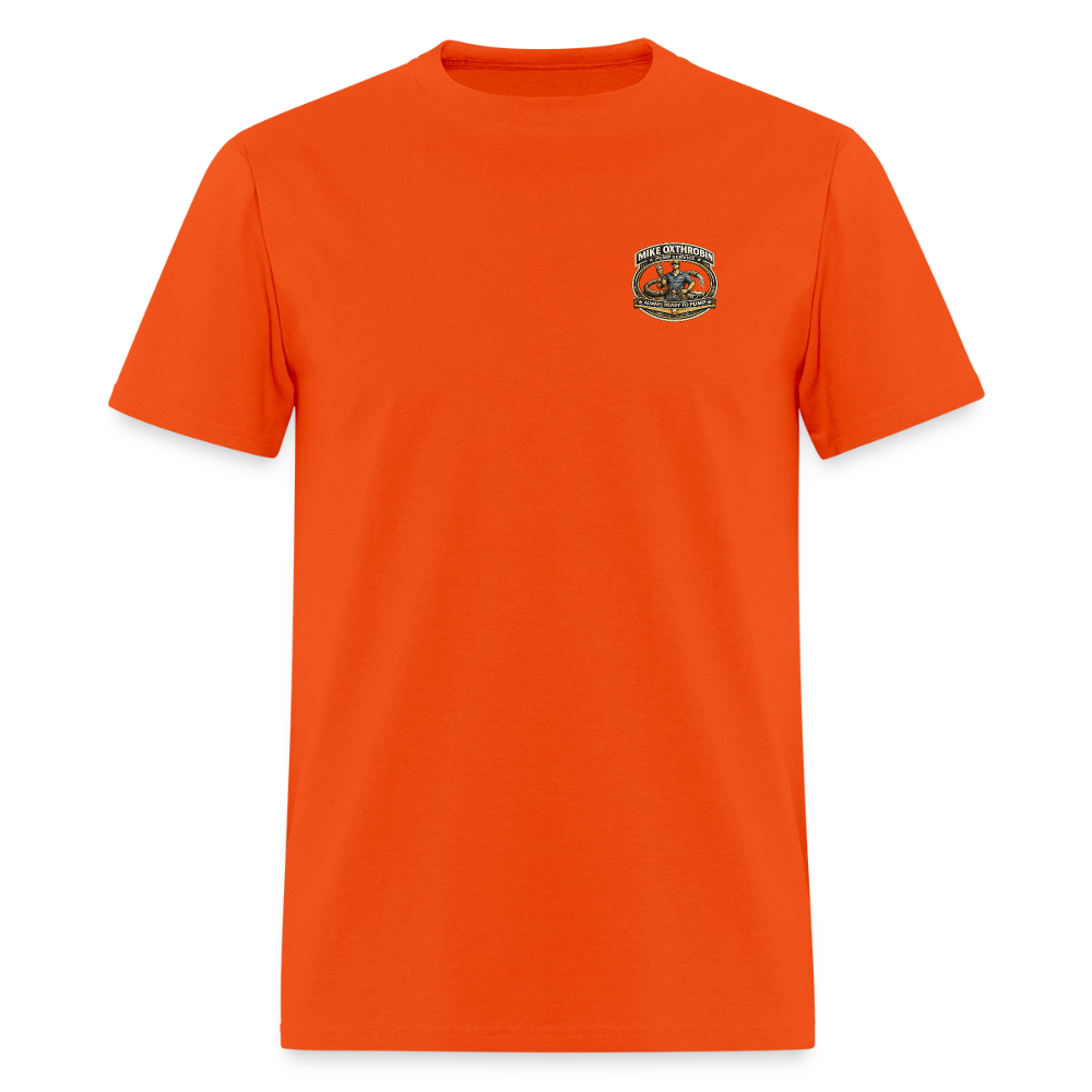 Mike Oxthrobin Pump Service Double-Sided Funny Humor Tee Color: orange