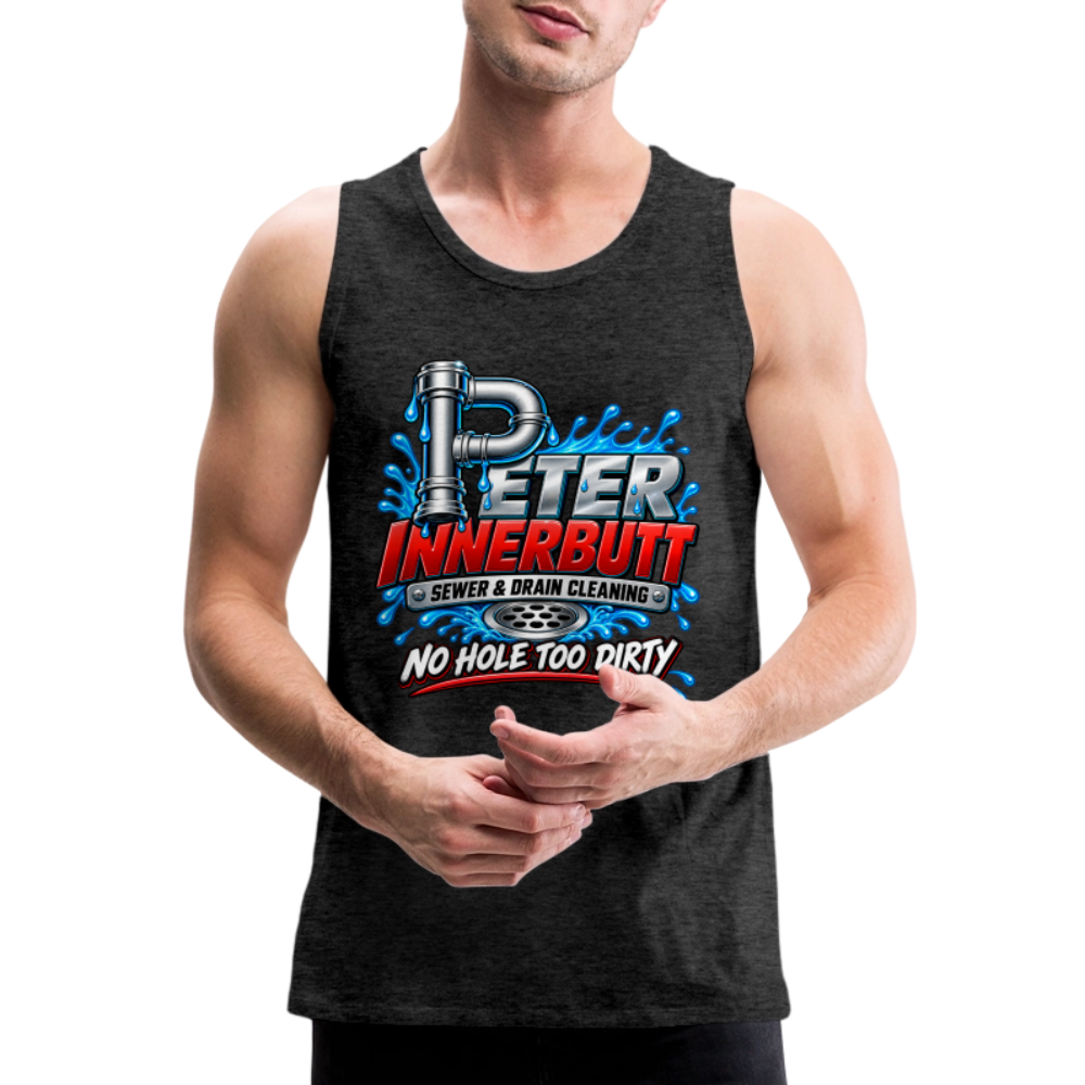 Peter Innerbutt Funny Men's Tank Top – No Hole Too Dirty Adult Humor Shirt Color: heather anthracite