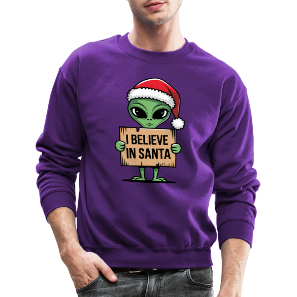 I Believe in Santa Sweatshirt – Funny Alien Christmas Color: royal blue