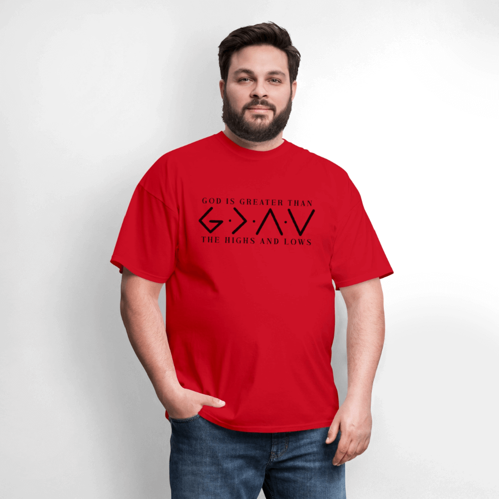 God is Greater Than the High And Lows T-Shirt - red
