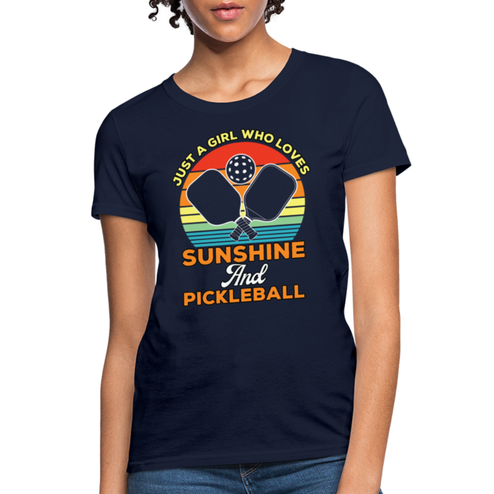 Just A Girl Who Loves Sunshine and Pickleball Women's Contoured T-Shirt - navy