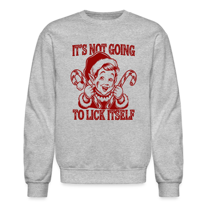 It's Not Going To Lick Itself (Naughty Christmas Elf) Sweatshirt - heather gray