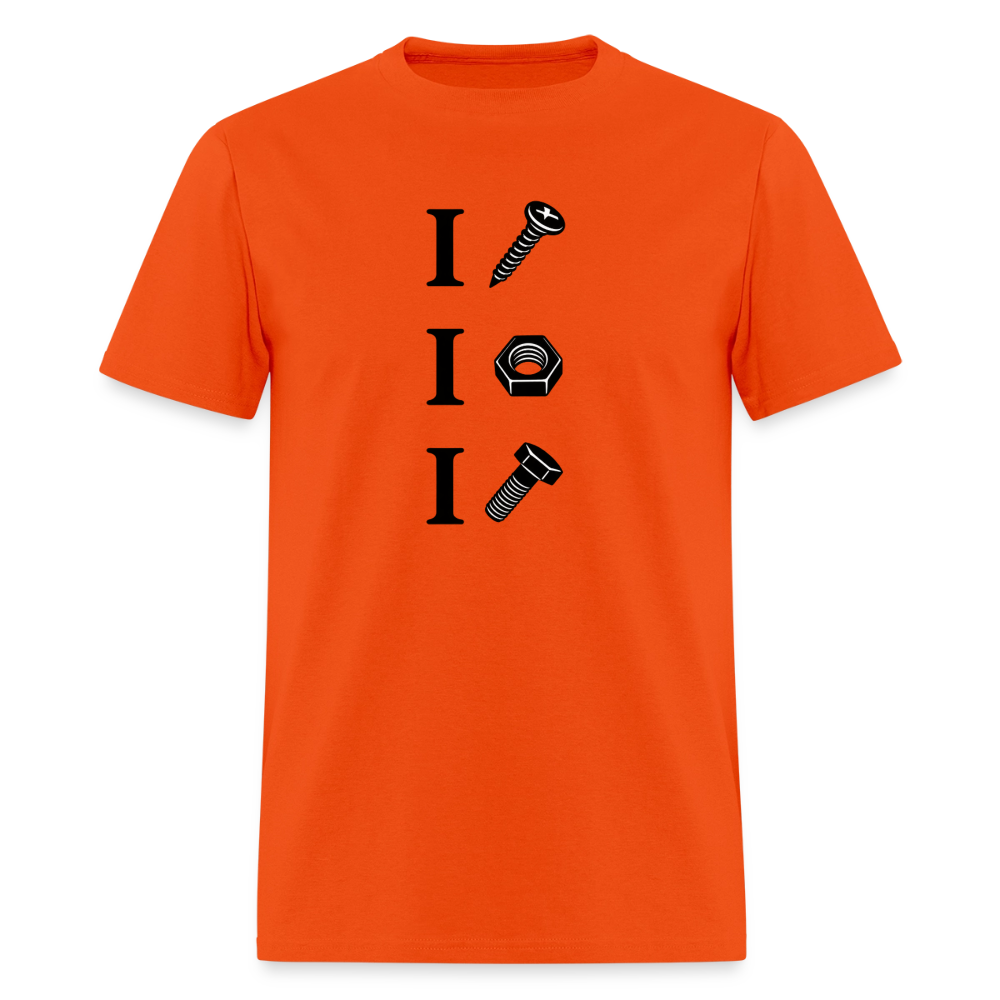 I Screw I Nut I Bolt – Funny Adult Humor T-Shirt Color: Orange
