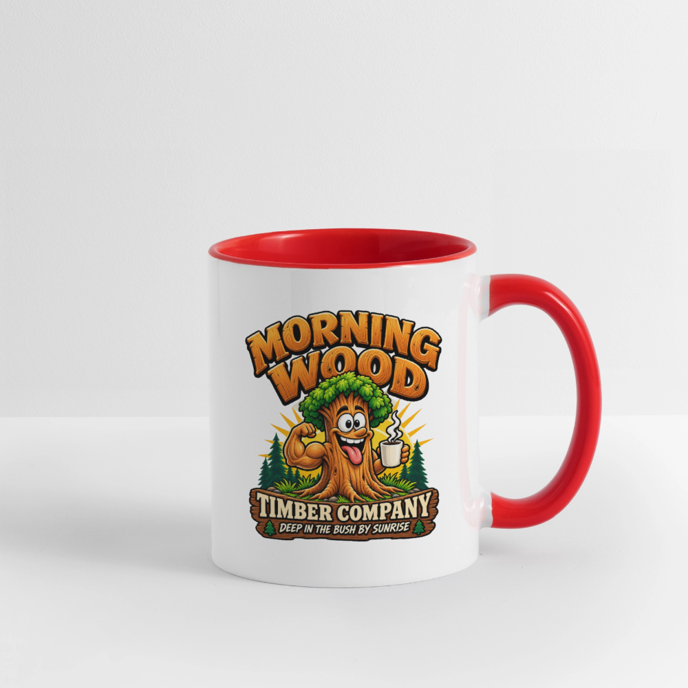 Morning Wood Timber Company Funny Ceramic Coffee Mug – Adult Humor Color: White/Black