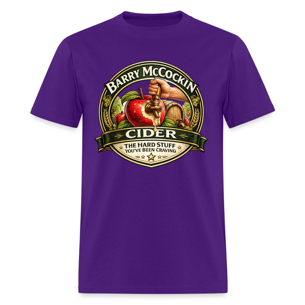 Barry McCockin Cider Funny Graphic T-Shirt Color: Purple