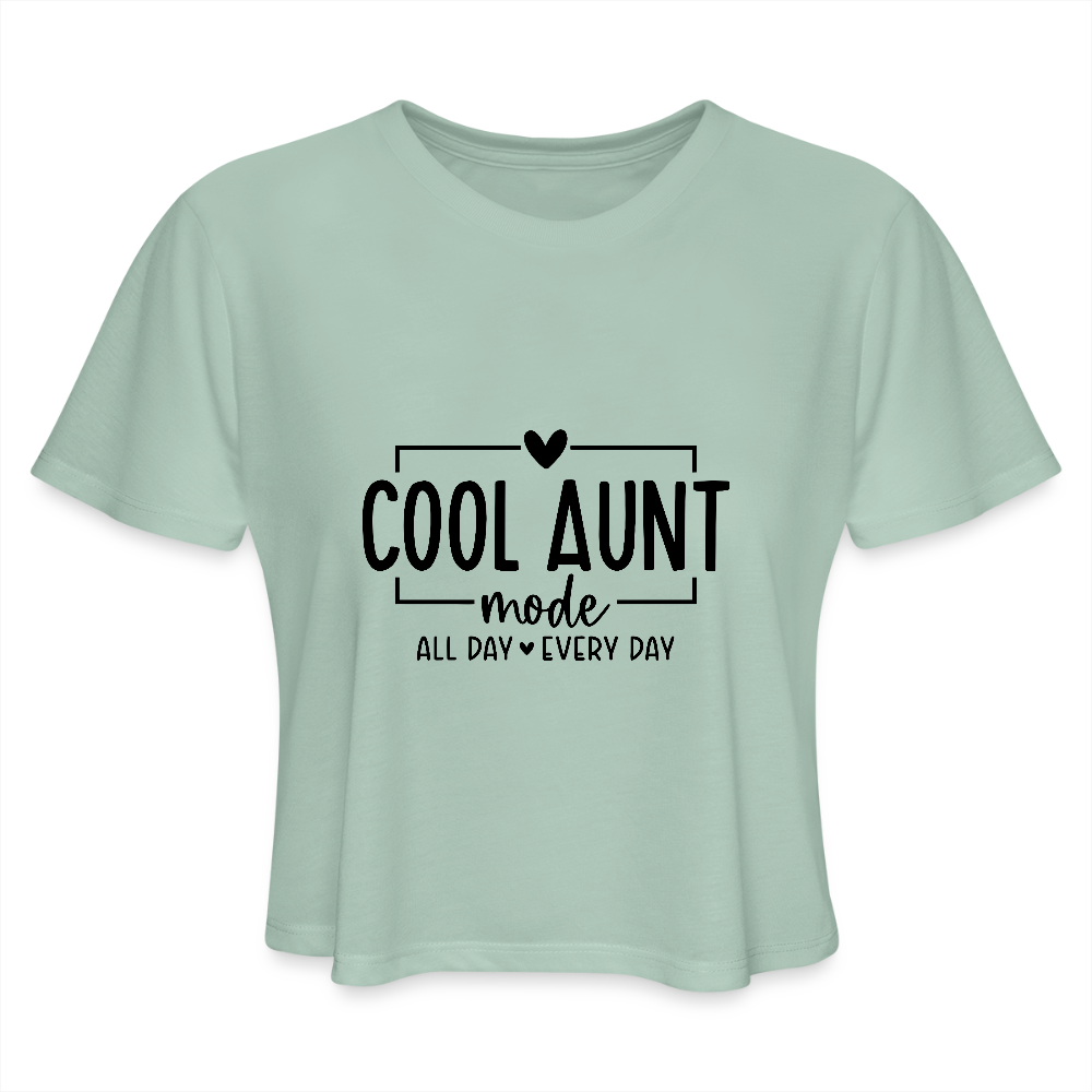 Cool Aunt Mode Women's Cropped T-Shirt - dusty mint blue