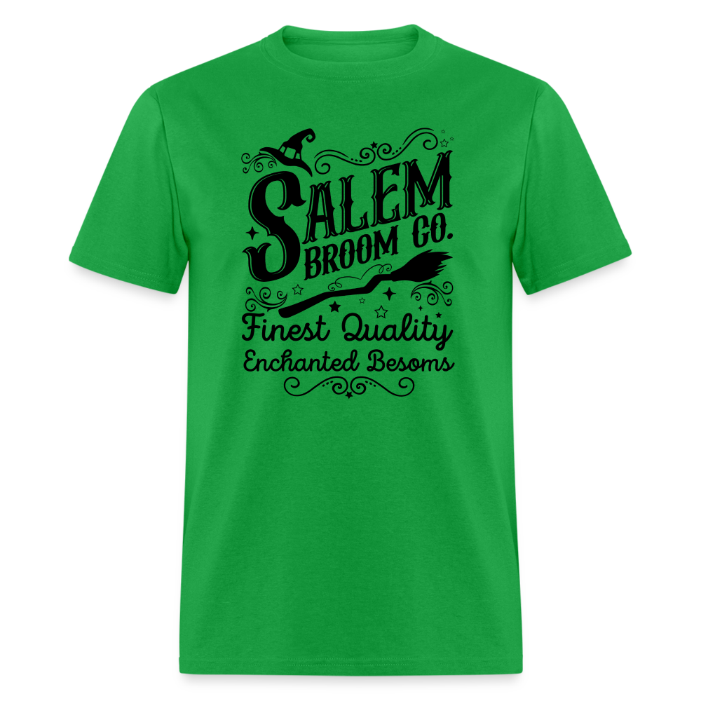 Salem Broom Co. Finest Quality Enchanted Besoms T-Shirt (Halloween) - bright green