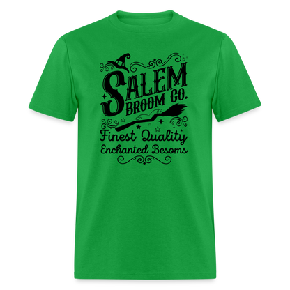 Salem Broom Co. Finest Quality Enchanted Besoms T-Shirt (Halloween) - bright green