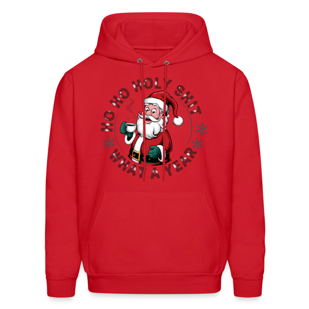 Ho Ho Holy Shit What A Year (Funny Christmas Santa) Hoodie - red