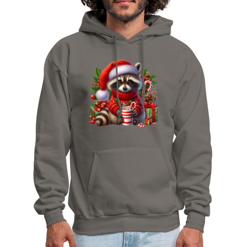 Christmas Cute Feral Raccoon Hoodie - asphalt gray