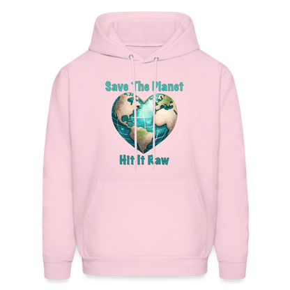 Save The Planet Hit It Raw Hoodie (Funny Environmental Awareness) - pale pink