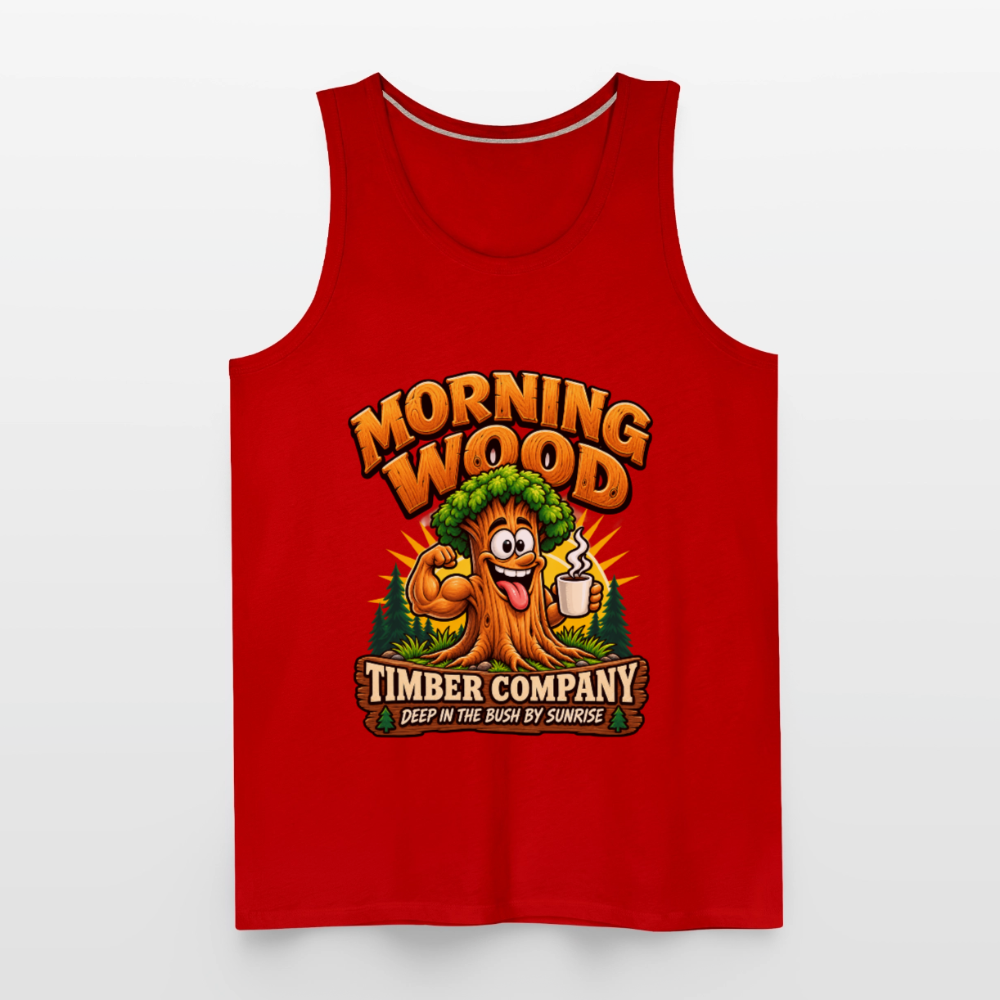 Morning Wood Timber Company Funny Adult Humor Tank Top Color: Heather Gray