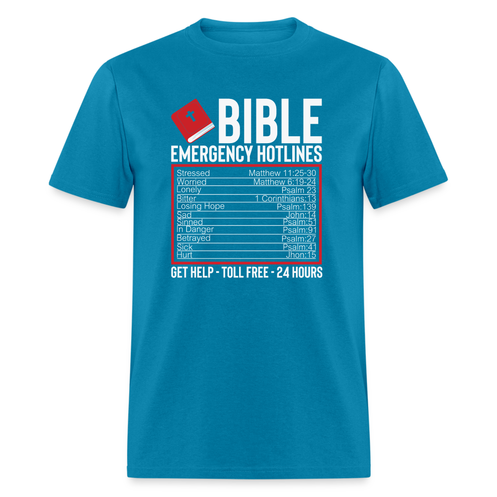 Bible Emergency Hotline (Scriptures) T-Shirt - turquoise