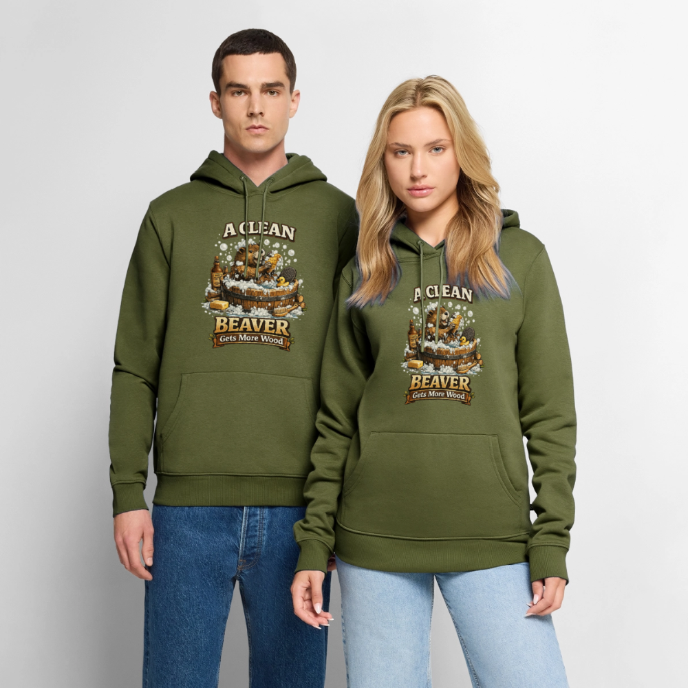 A Clean Beaver Gets More Wood Funny Adult Hoodie Color: stone blue